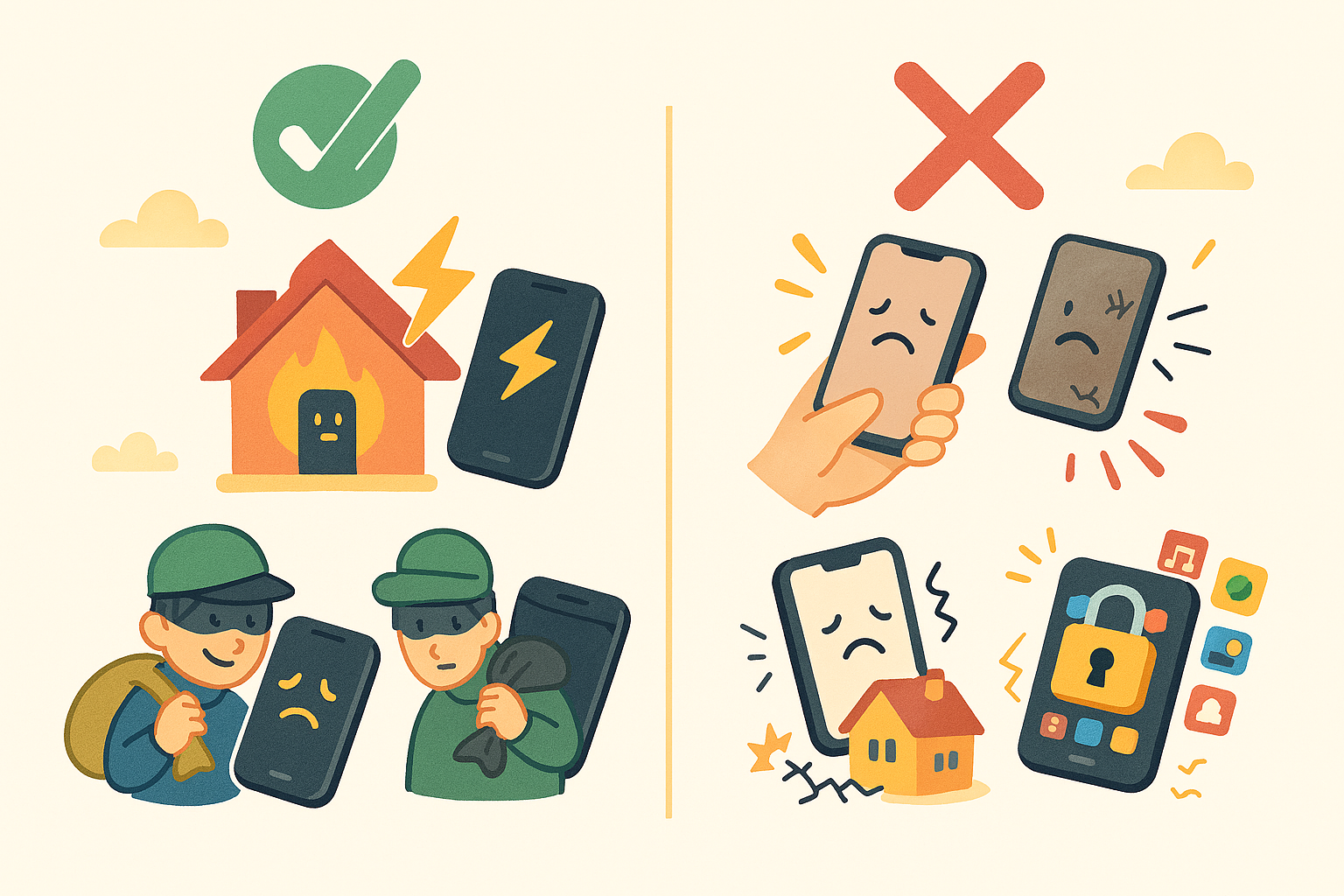 スマートフォンが火災保険で補償される要件は？