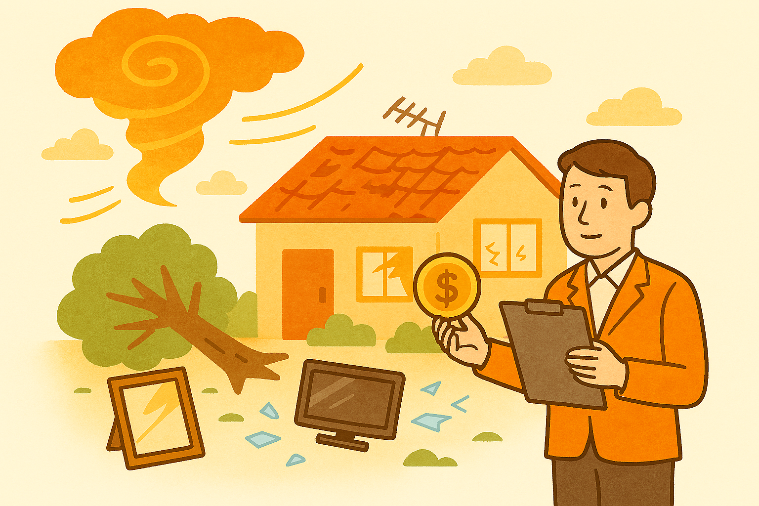 火災保険対象となる台風被害の事例・補償額を教えてください。