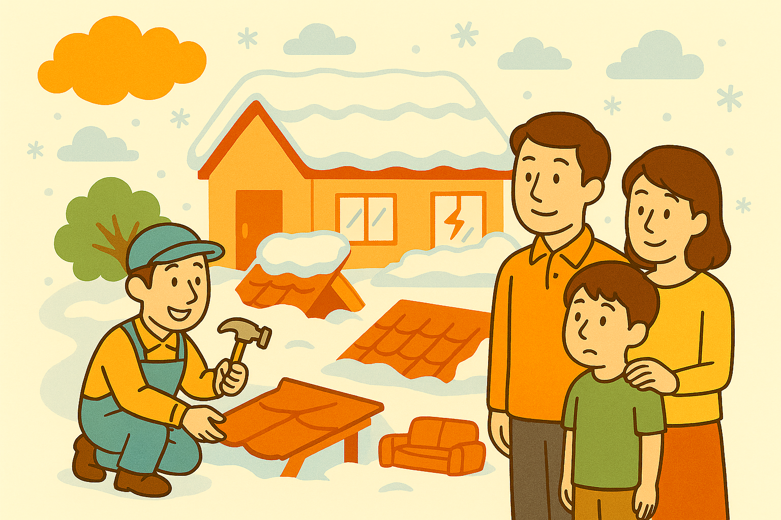 火災保険対象となる大雪被害の事例・補償額を教えてください。