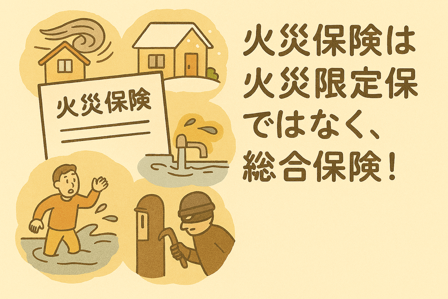火災保険は火災限定保険ではなく、総合保険！