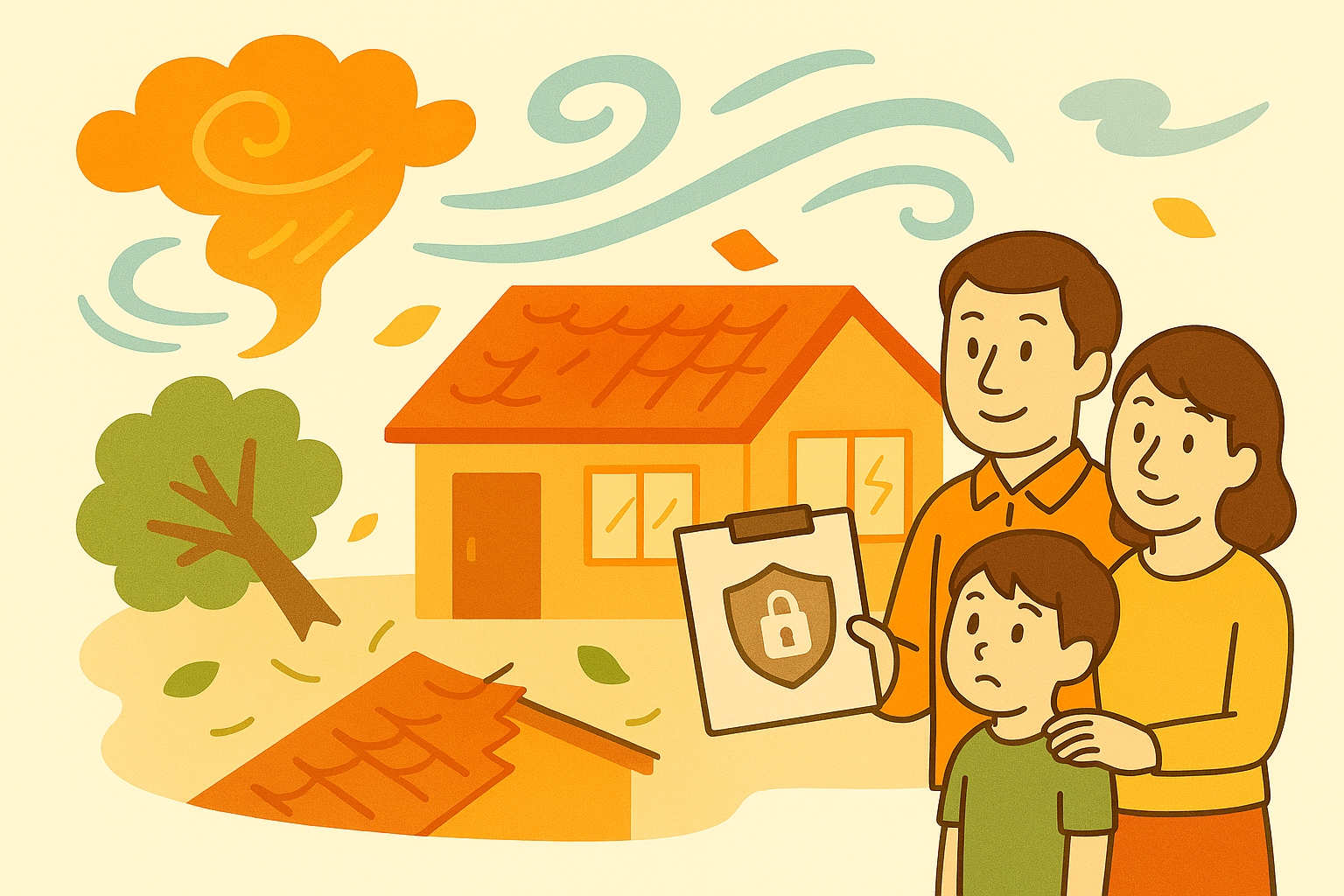 火災保険対象となる突風被害の事例・補償額を教えてください。